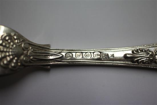 A part suite of George IV silver double struck Coburg pattern flatware, by Eley & Fearn, 98 oz.